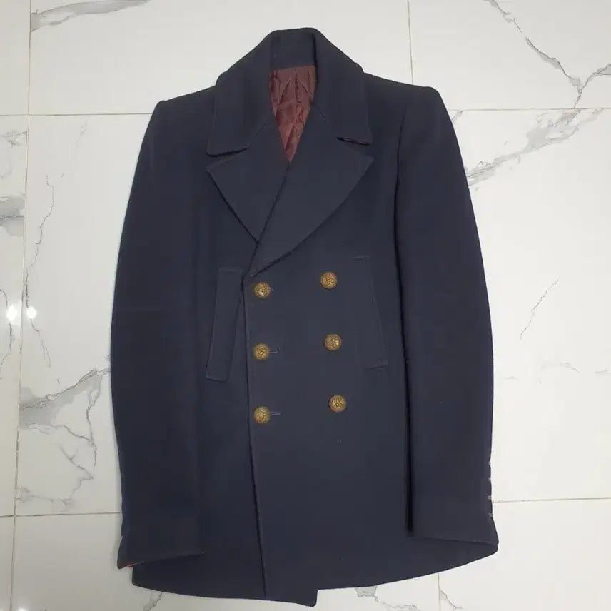[BUNJANG] System Homme Slim Fit Navy Duffle Coat Jacket / 시스템옴므 남성 슬림핏 더플 코트 자켓 95