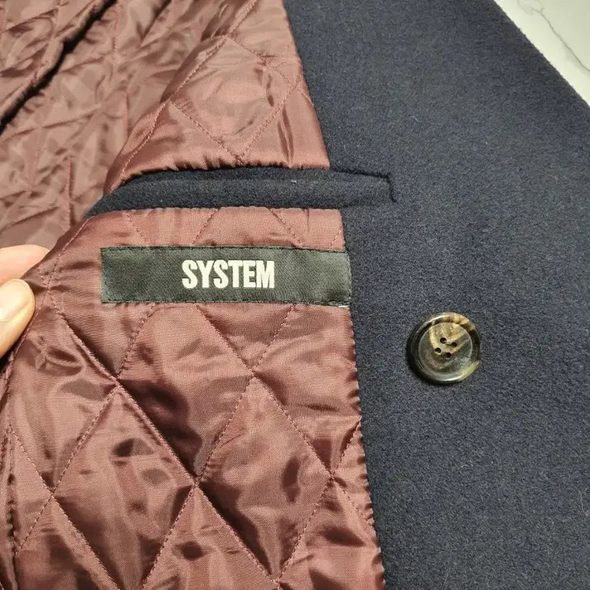 [BUNJANG] System Homme Slim Fit Navy Duffle Coat Jacket / 시스템옴므 남성 슬림핏 더플 코트 자켓 95