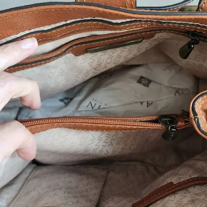 [BUNJANG] Anne Klein Brown Leather Shoulder Bag / 앤클라인 가방 브라운 가죽 숄더백 크로스백