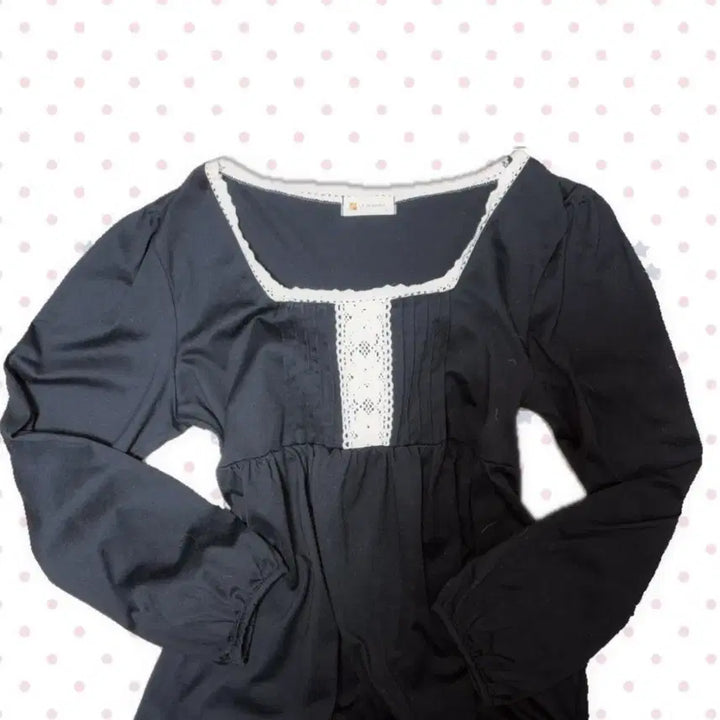 [BUNJANG] Lace Point Black Long Sleeve Top / 히메갸루 모리걸 레이스 포인트 블랙 긴팔 탑 상의