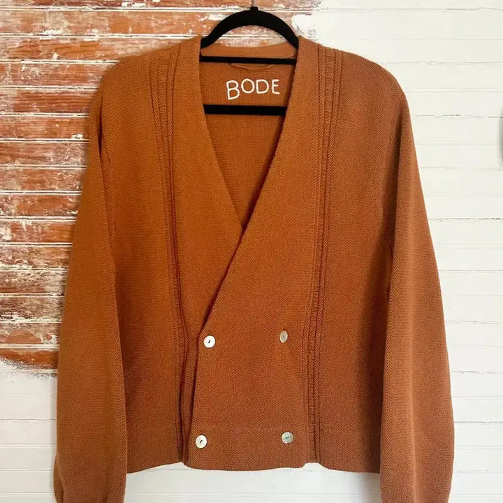 [BUNJANG] BODE Brown Double Breasted Cardigan / BODE 보디 브라운 더블 브레스트 가디건