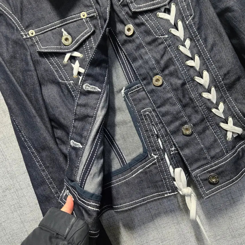 [BUNJANG] Dolce & Gabbana Denim Jacket 36 / 돌체앤가바나 레이스업 데님 자켓 36