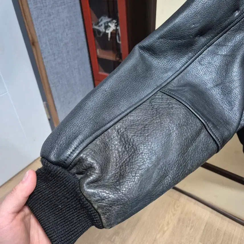 [BUNJANG] VAN JAC Varsity Jacket Black Leather / [L]90s VAN JAC 바시티 자켓 블랙 소가죽 래더 100 M L