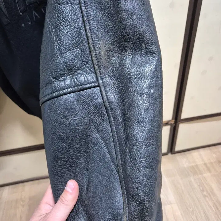 [BUNJANG] VAN JAC Varsity Jacket Black Leather / [L]90s VAN JAC 바시티 자켓 블랙 소가죽 래더 100 M L