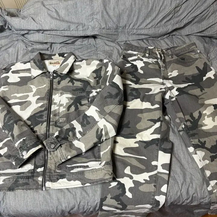 [BUNJANG] Stussy Camo Work Jacket & Big Ol' Jeans Set / 스투시 카모 워크자켓 빅올진 워크팬츠