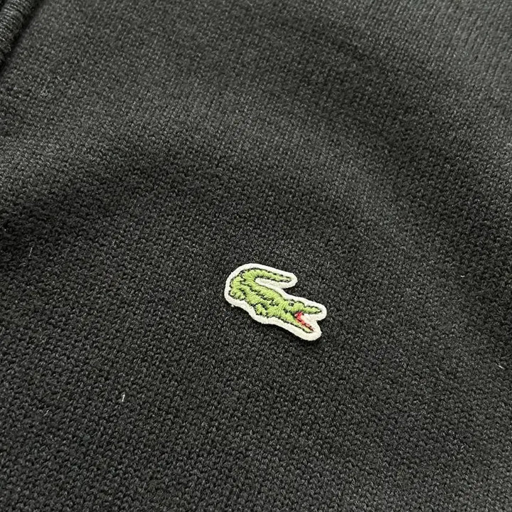 [BUNJANG] Lacoste Black Arm Patch Half-Zip Knit / 라코스테 블랙 암패치 하프집업 니트