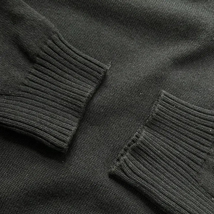 [BUNJANG] Lacoste Black Arm Patch Half-Zip Knit / 라코스테 블랙 암패치 하프집업 니트