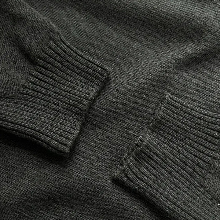 [BUNJANG] Lacoste Black Arm Patch Half-Zip Knit / 라코스테 블랙 암패치 하프집업 니트