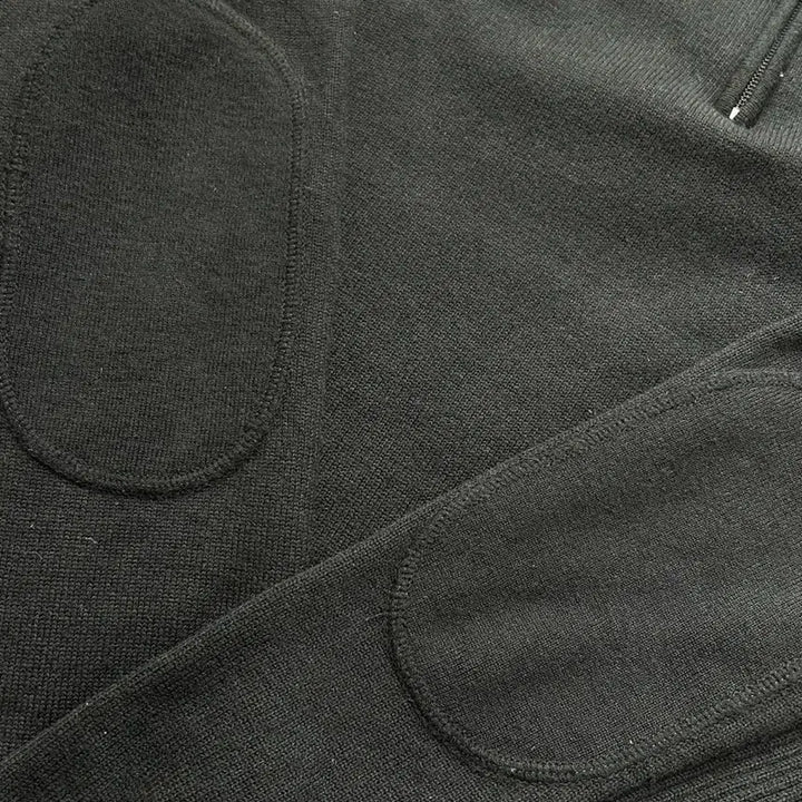 [BUNJANG] Lacoste Black Arm Patch Half-Zip Knit / 라코스테 블랙 암패치 하프집업 니트