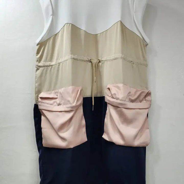 [BUNJANG] Satin Color Block Dress / 새상품) 새틴 배색 원피스