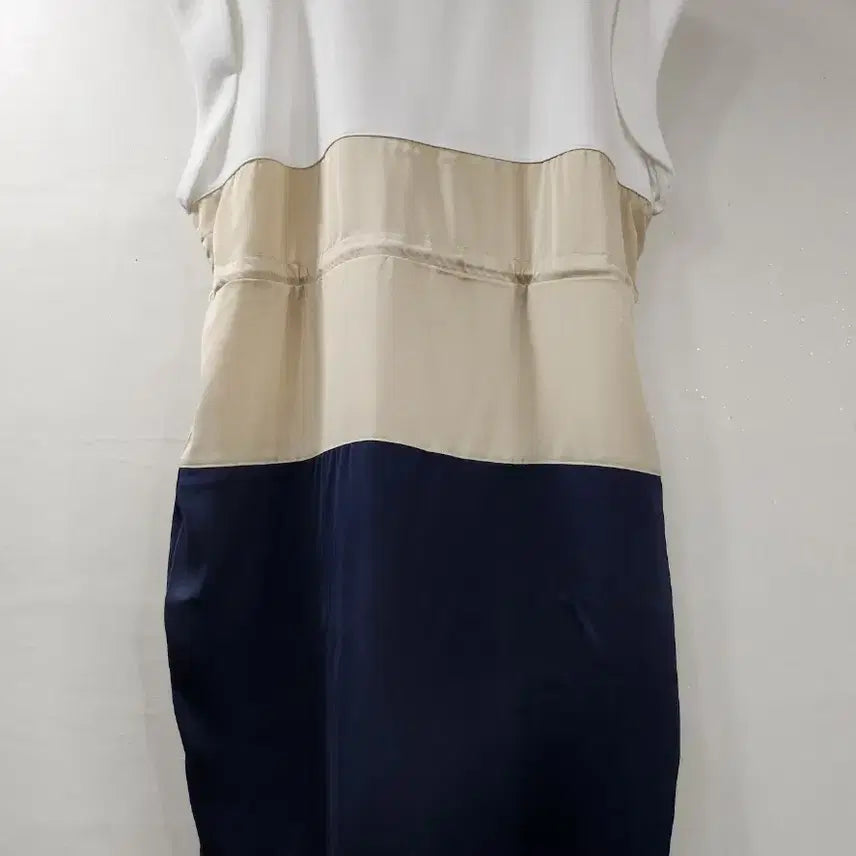 [BUNJANG] Satin Color Block Dress / 새상품) 새틴 배색 원피스