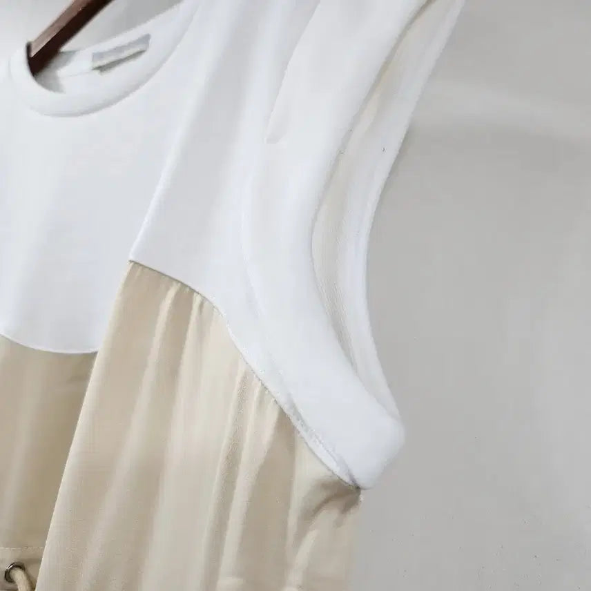 [BUNJANG] Satin Color Block Dress / 새상품) 새틴 배색 원피스
