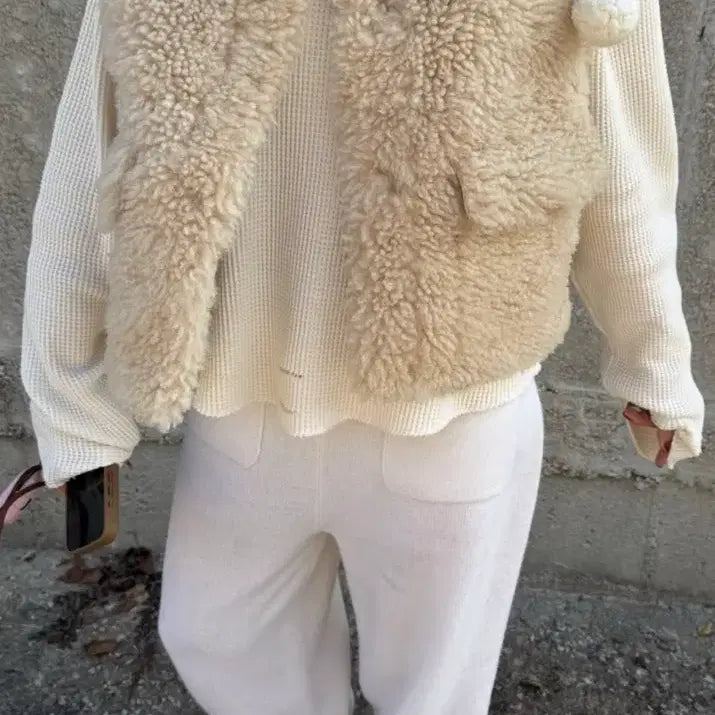 [BUNJANG] 11am Real Lambswool Vest Beige / 11am 리얼양털베스트 베이지색상