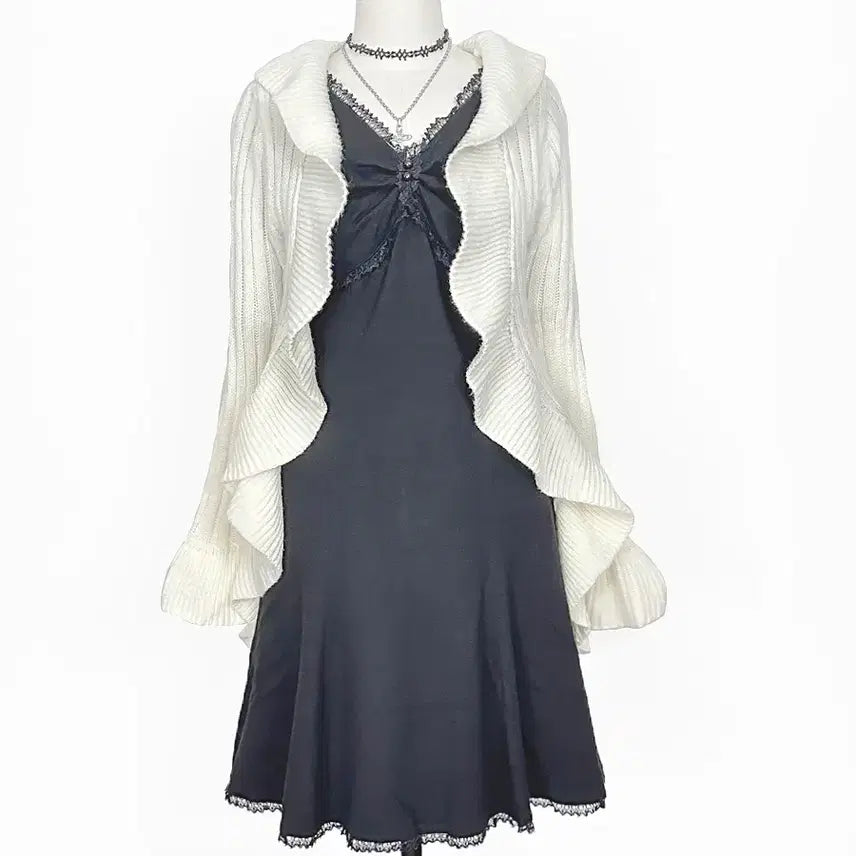 [BUNJANG] Vintage Lace Mini Tank Dress / 일본빈티지레이스 미니콩단추 민소매 나시원피스 블랙모리걸하구미룩갸루y2k