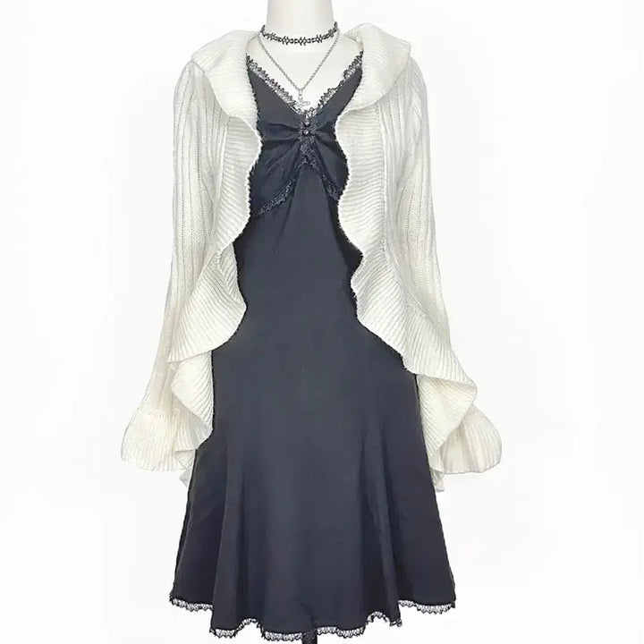 [BUNJANG] Vintage Lace Mini Tank Dress / 일본빈티지레이스 미니콩단추 민소매 나시원피스 블랙모리걸하구미룩갸루y2k