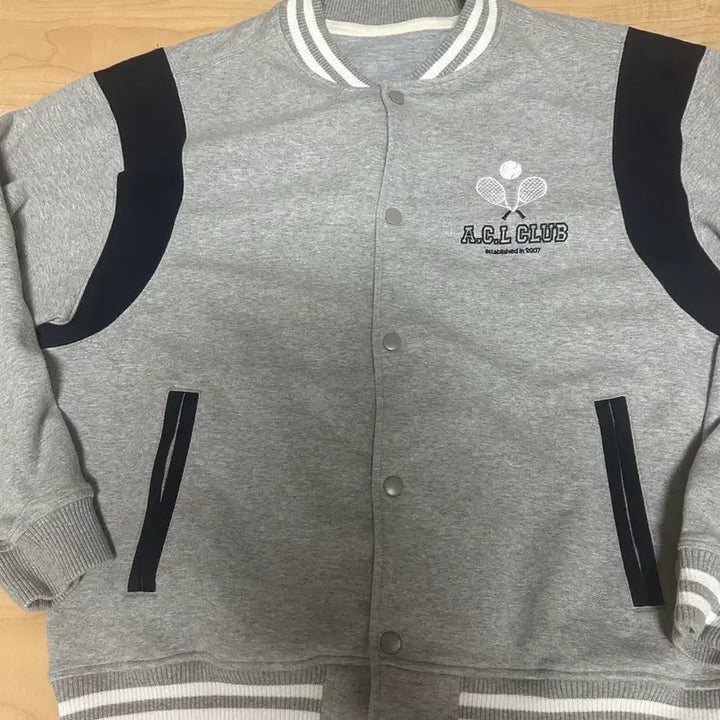 [BUNJANG] A.C.L Club Gray Baseball Jacket (Sealed) / A.C.L 클럽 그레이 야구 점퍼(새상품)
