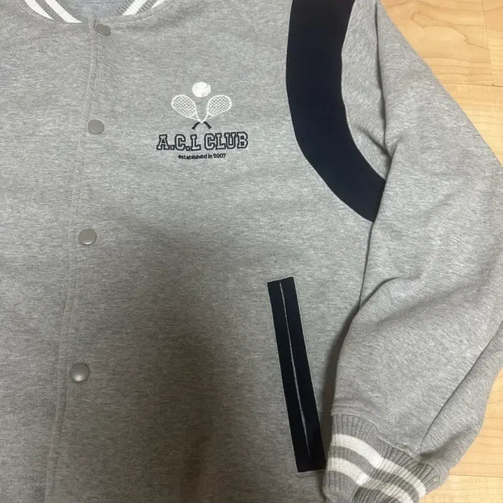 [BUNJANG] A.C.L Club Gray Baseball Jacket (Sealed) / A.C.L 클럽 그레이 야구 점퍼(새상품)