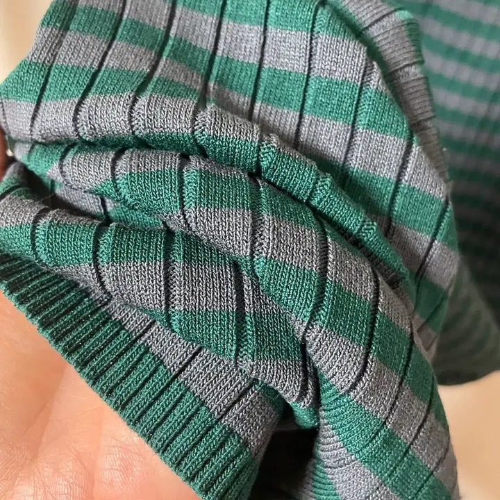 [BUNJANG] Green Checkered Knit Long Dress / 그린 체크 반팔 니트 원피스