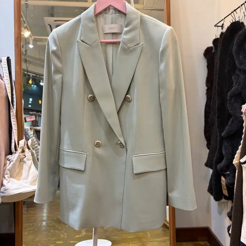 [BUNJANG] JIGOTT Green Double Button Jacket / JIGOTT 연두색 더블 버튼 자켓