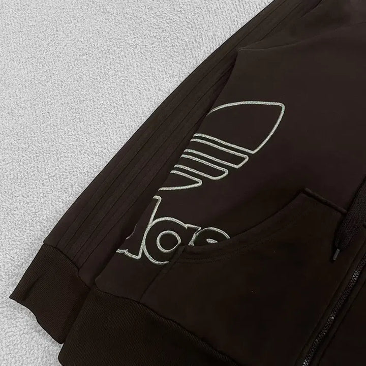 [BUNJANG] Adidas 00s Big Trefoil Hoodie Brown / 아디다스 00s 빅 트레포일 후드집업 브라운 대장급