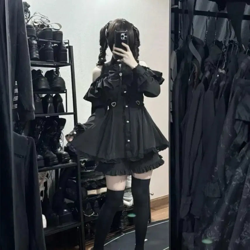 [BUNJANG] Subculture Style Dress and Shorts Set / 지뢰계 서브컬처 원피스 +반바지 세트(예약판매)