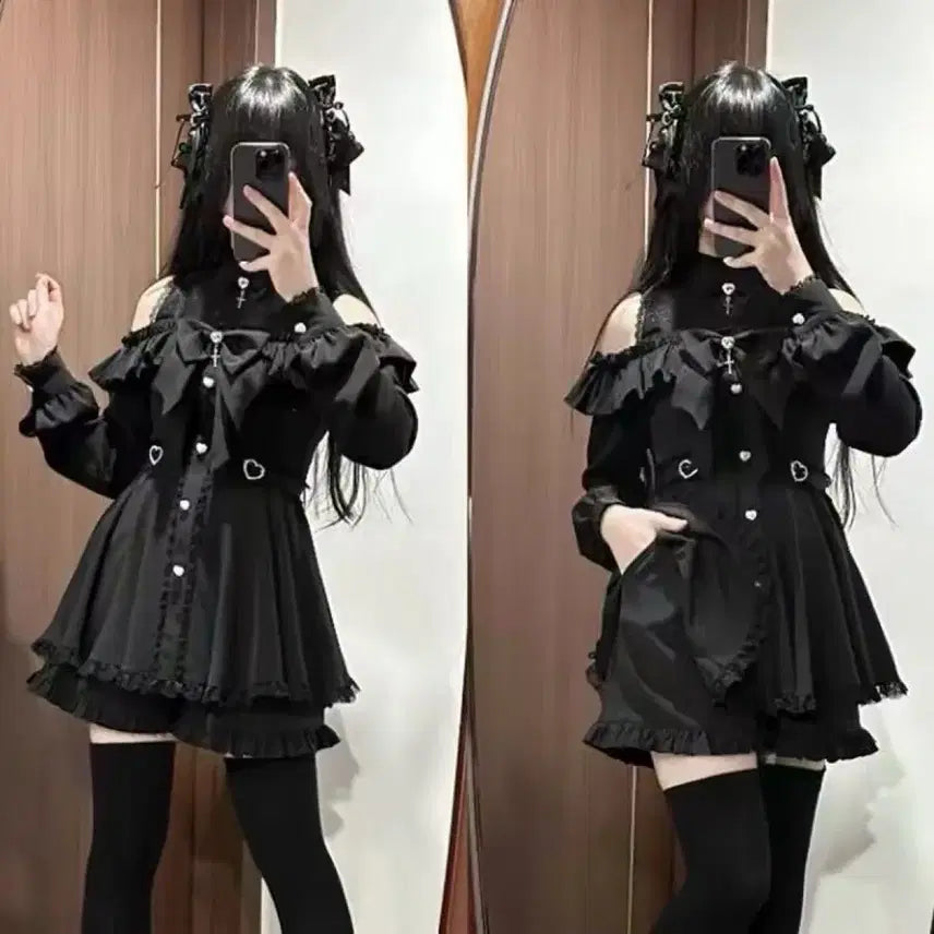 [BUNJANG] Subculture Style Dress and Shorts Set / 지뢰계 서브컬처 원피스 +반바지 세트(예약판매)