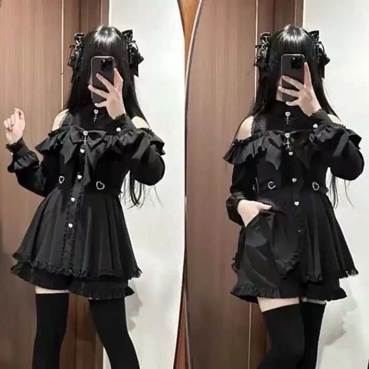 [BUNJANG] Subculture Style Dress and Shorts Set / 지뢰계 서브컬처 원피스 +반바지 세트(예약판매)