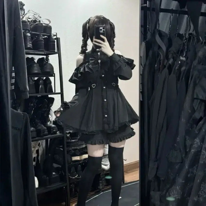 [BUNJANG] Subculture Style Dress and Shorts Set / 지뢰계 서브컬처 원피스 +반바지 세트(예약판매)