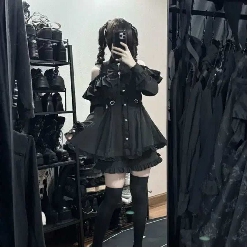 [BUNJANG] Subculture Style Dress and Shorts Set / 지뢰계 서브컬처 원피스 +반바지 세트(예약판매)