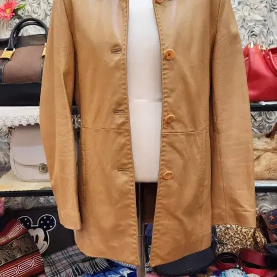 [BUNJANG] Leather Long Jacket (Size 55) / 양가죽 롱자켓 (55)