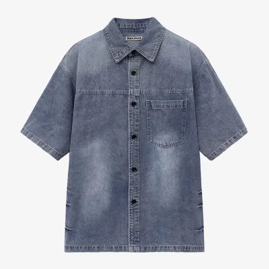 [BUNJANG] In Silence Slashed Denim Shirt / 인사일런스 슬래싱 반팔 데님 셔츠