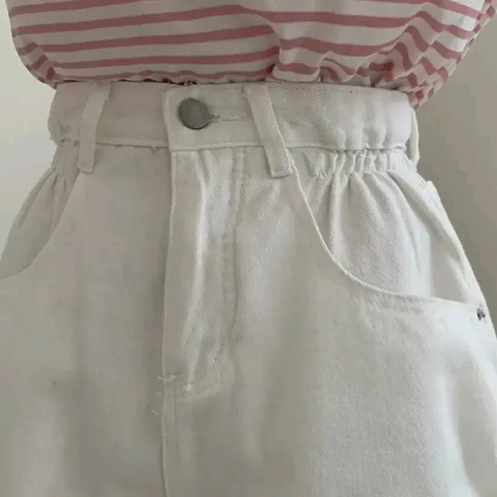 [BUNJANG] Wide Point Washed Denim Roll-up Shorts / 와이드 포인트 워싱 데님 롤업 숏팬츠