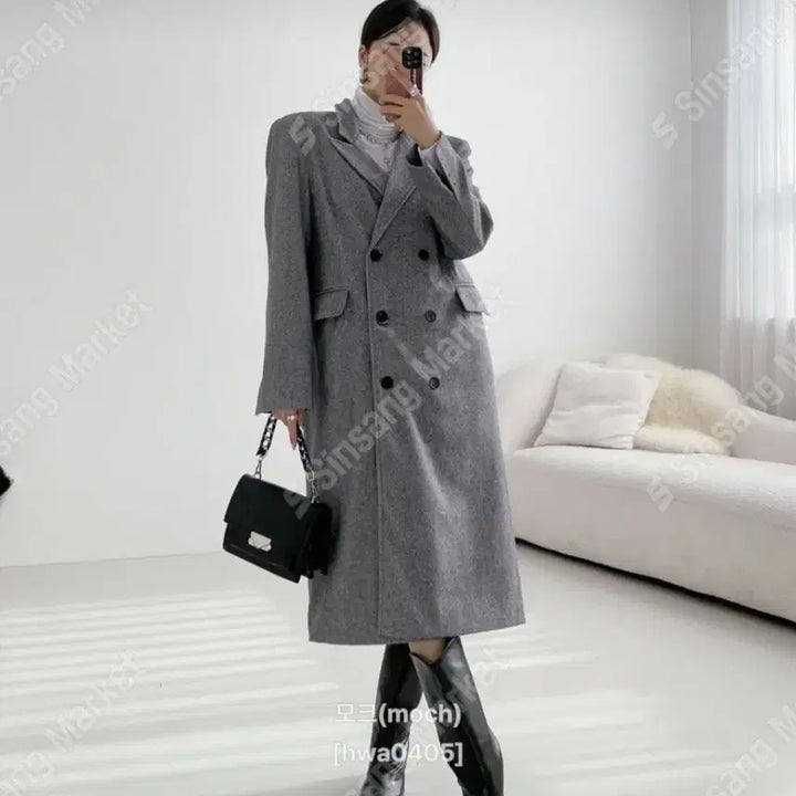 [BUNJANG] Herringbone Oversized Long Jacket / 헤링본 박시 롱자켓(새상품)팔로우특가.신상