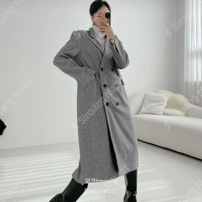 [BUNJANG] Herringbone Oversized Long Jacket / 헤링본 박시 롱자켓(새상품)팔로우특가.신상