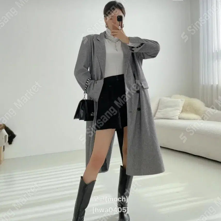 [BUNJANG] Herringbone Oversized Long Jacket / 헤링본 박시 롱자켓(새상품)팔로우특가.신상