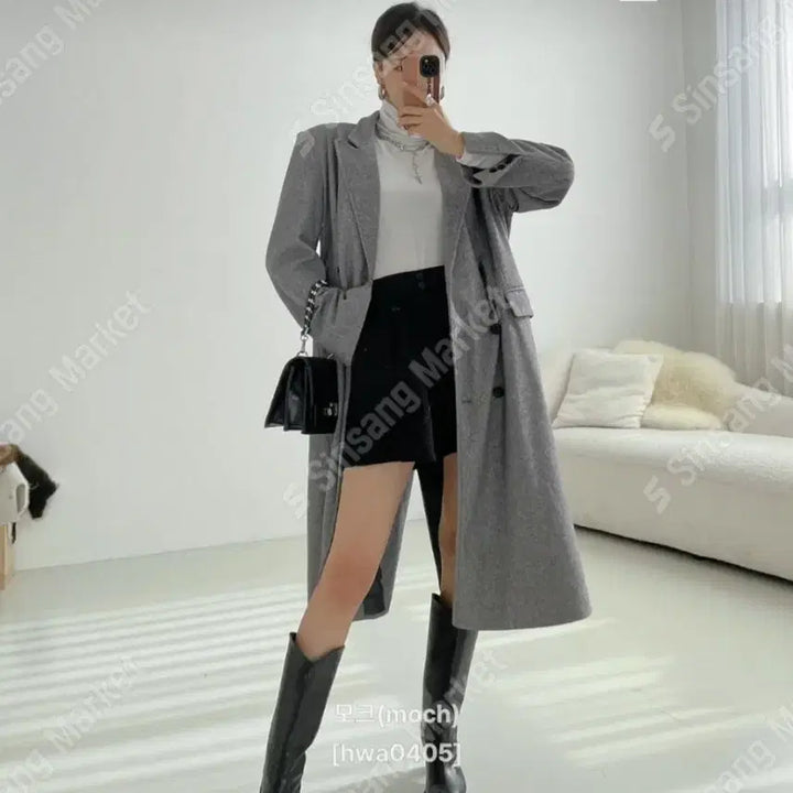 [BUNJANG] Herringbone Oversized Long Jacket / 헤링본 박시 롱자켓(새상품)팔로우특가.신상