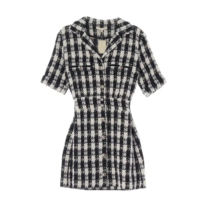 [BUNJANG] Maje Ricky Check Pattern Tweed Mini Dress / (새상품) 마쥬 체크 패턴 리키 반팔 트위드 미니 원피스 드레스