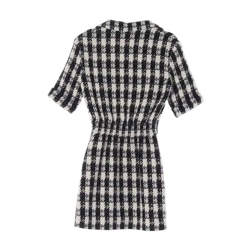 [BUNJANG] Maje Ricky Check Pattern Tweed Mini Dress / (새상품) 마쥬 체크 패턴 리키 반팔 트위드 미니 원피스 드레스