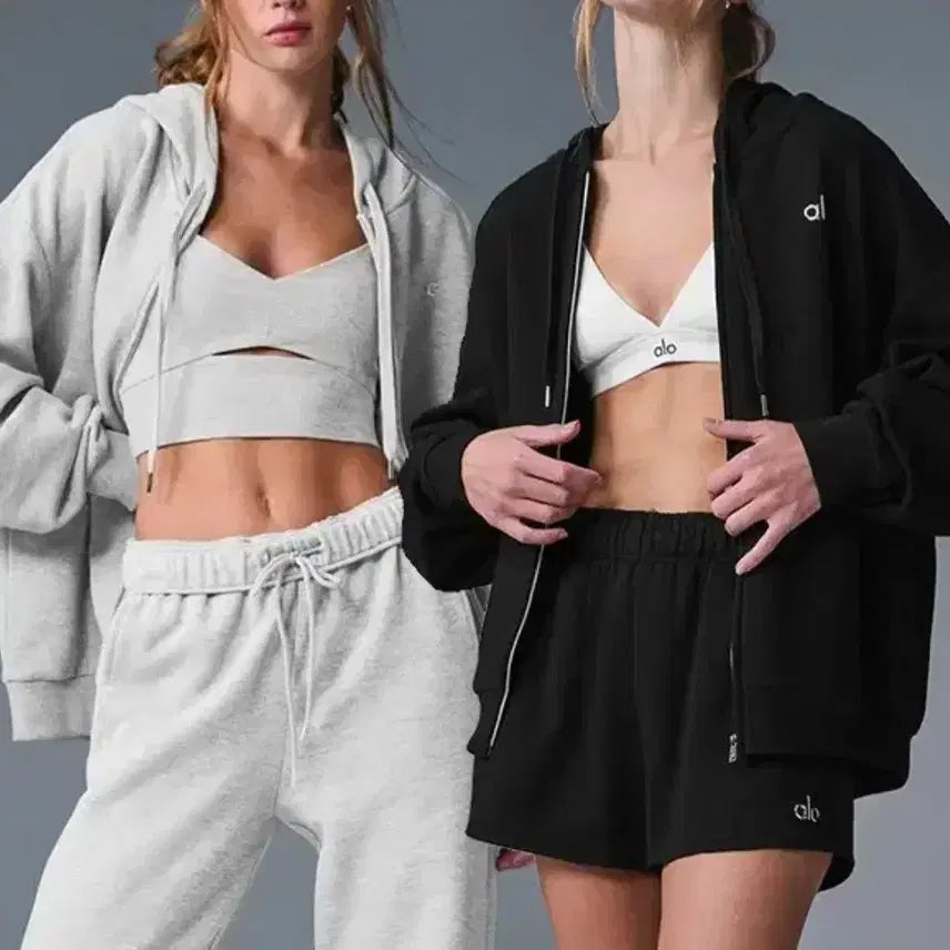 [BUNJANG] Allo Black/Grey/Espresso Hoodie Zip-up / 알로 블랙/그레이 /에스프레소 후드집업