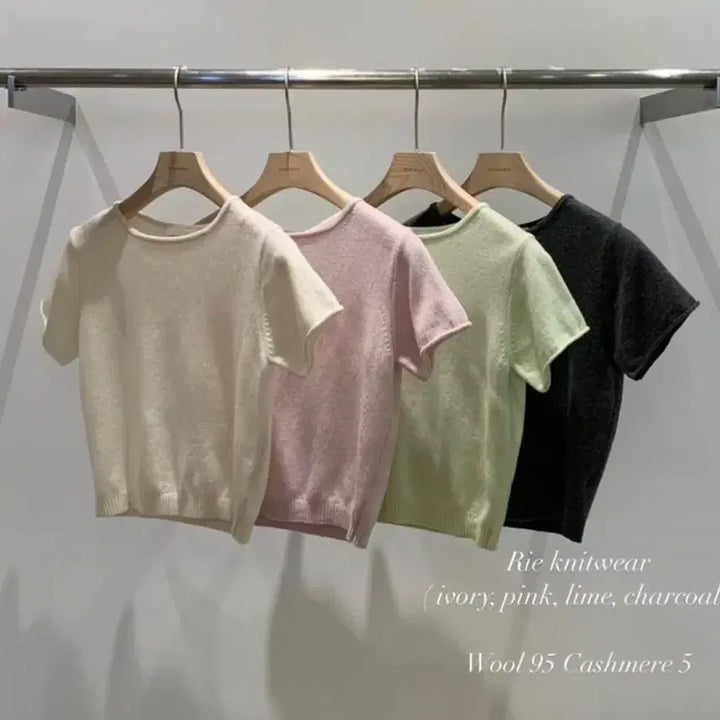 [BUNJANG] Vegetable Rie Knit Round Crop Top / [새상품] vegetable 베지터블 리에 니트 라운드 반팔 베이직 크롭