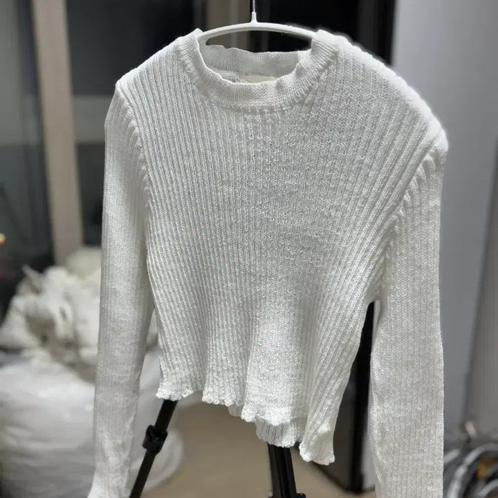 [BUNJANG] White Ribbed Knit Sweater / 화이트 골지 니트