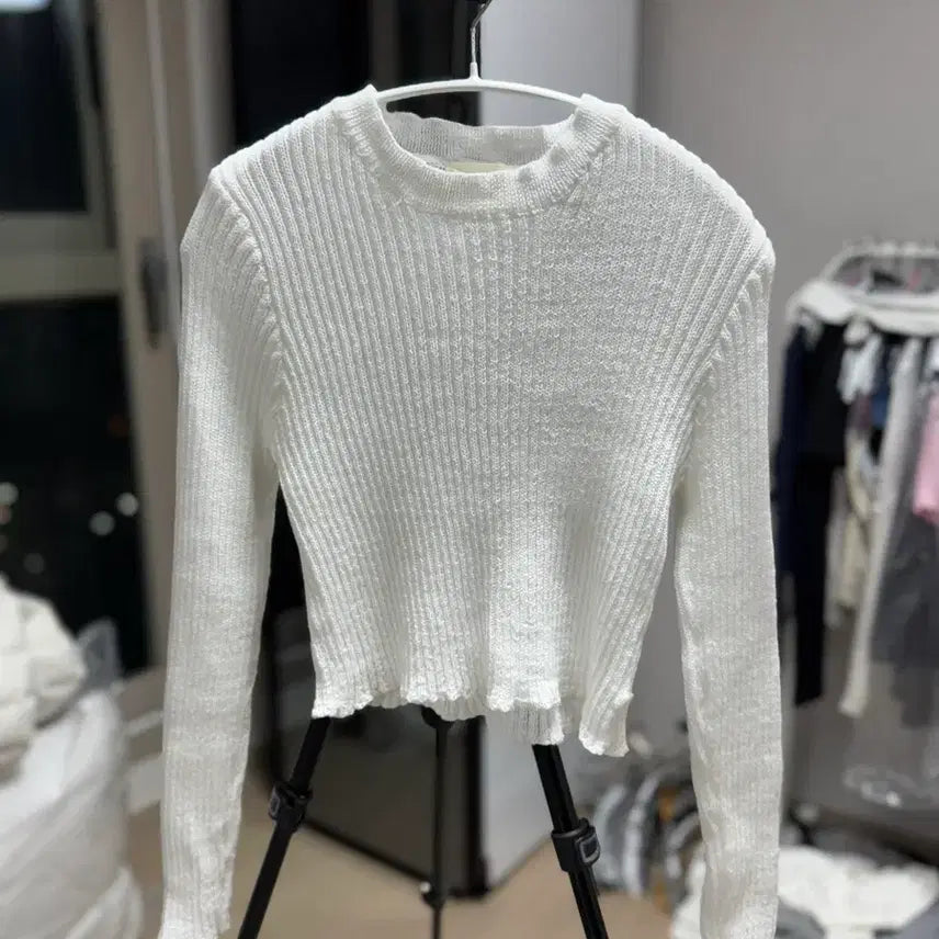 [BUNJANG] White Ribbed Knit Sweater / 화이트 골지 니트