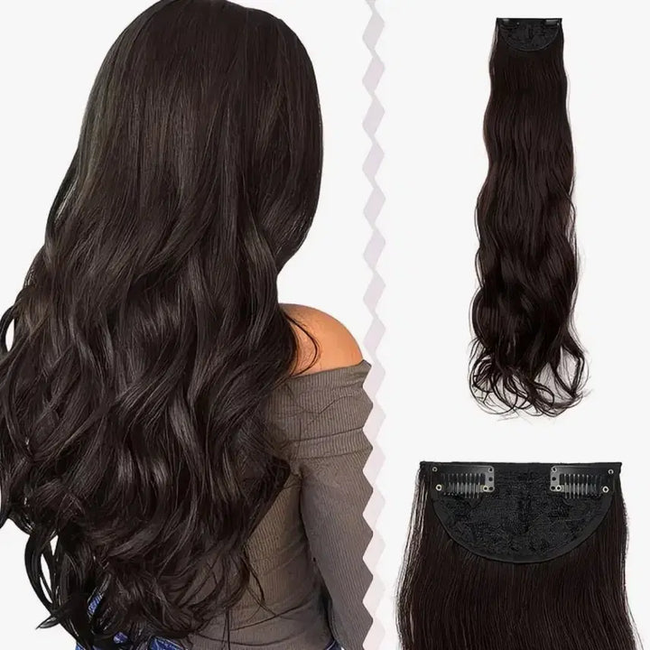 [BUNJANG] Wave BB Clip Dark Brown Hair Extension / 물결 웨이브 BB클립 붙임머리 다크브라운