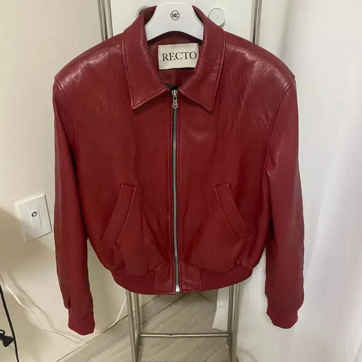 [BUNJANG] M Signature Ben 21 Leather Blouson Jacket Red / [M] 렉토 시그니처 벤 21 레더 가죽 블루종 점퍼 자켓 빈티지 레드