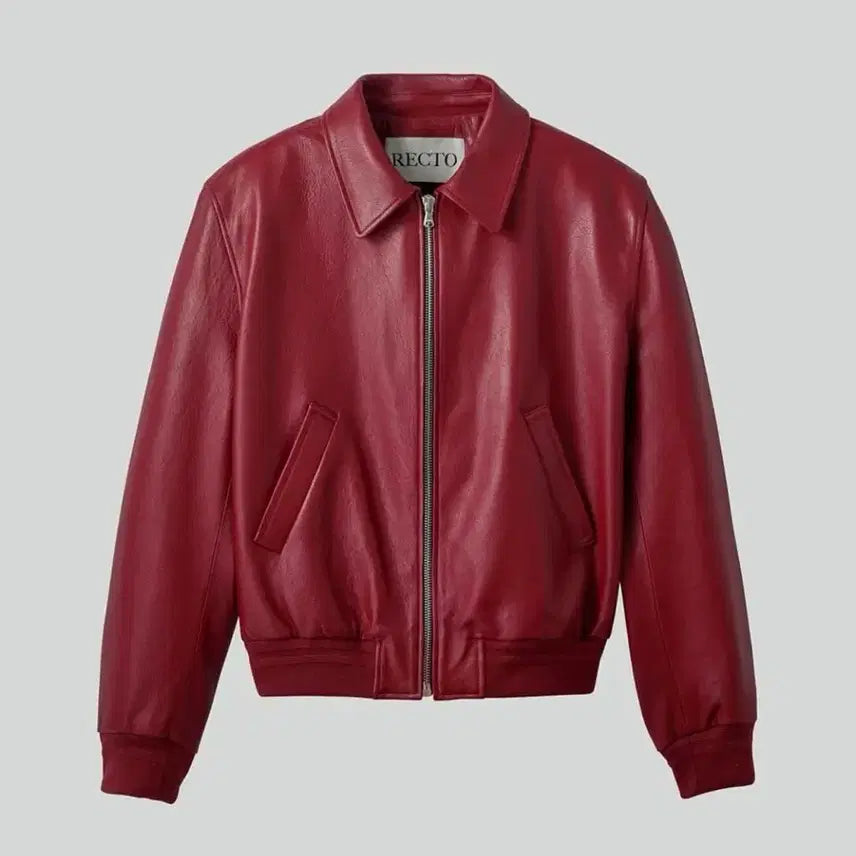 [BUNJANG] M Signature Ben 21 Leather Blouson Jacket Red / [M] 렉토 시그니처 벤 21 레더 가죽 블루종 점퍼 자켓 빈티지 레드