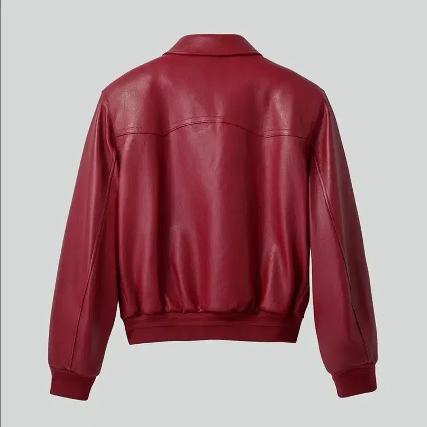 [BUNJANG] M Signature Ben 21 Leather Blouson Jacket Red / [M] 렉토 시그니처 벤 21 레더 가죽 블루종 점퍼 자켓 빈티지 레드