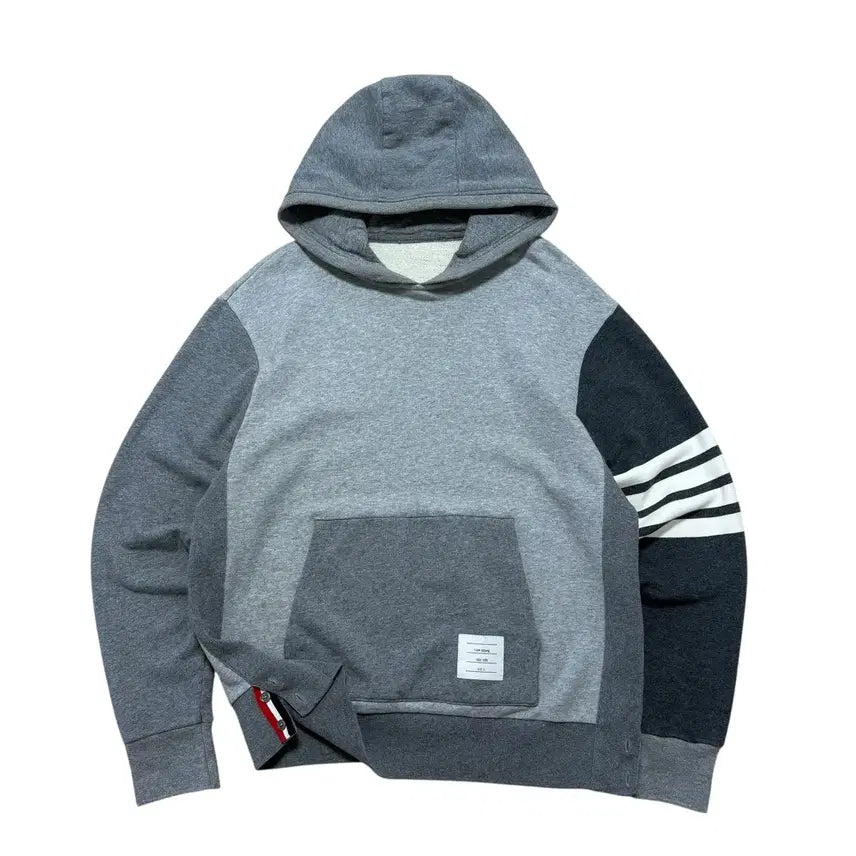 [BUNJANG] Thom Browne Striped Armband Hoodie Gray / 톰브라운 사선완장 후드티