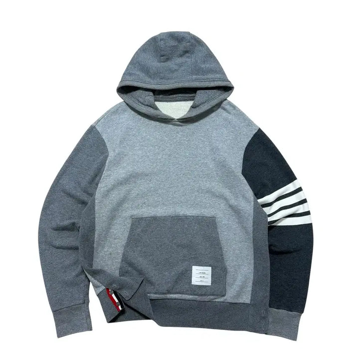[BUNJANG] Thom Browne Striped Armband Hoodie Gray / 톰브라운 사선완장 후드티