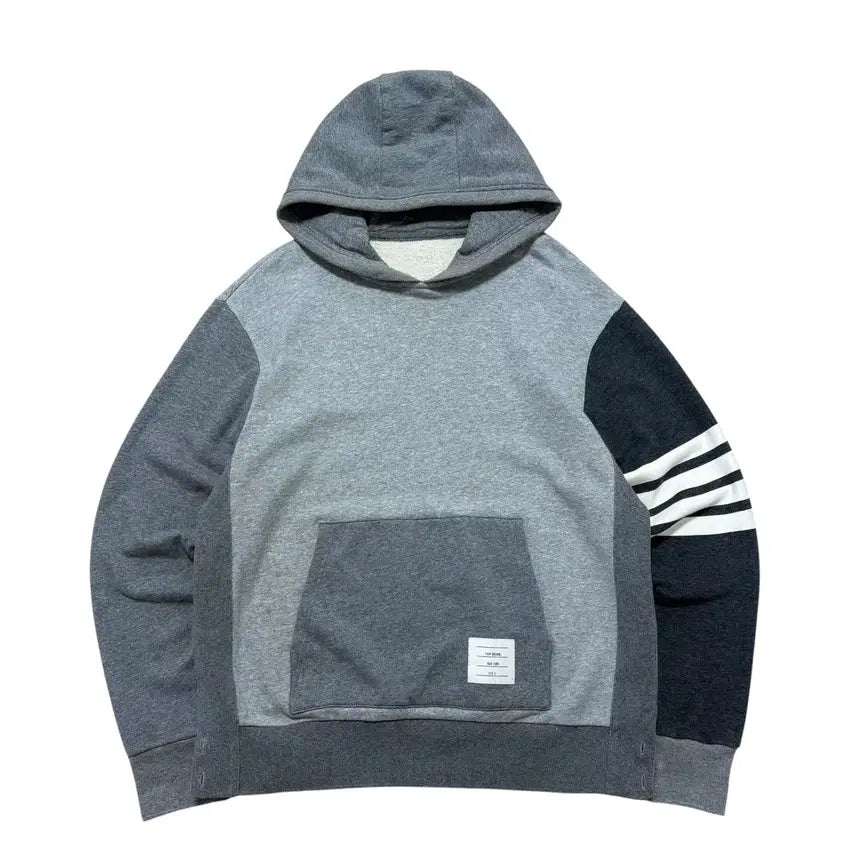 [BUNJANG] Thom Browne Striped Armband Hoodie Gray / 톰브라운 사선완장 후드티