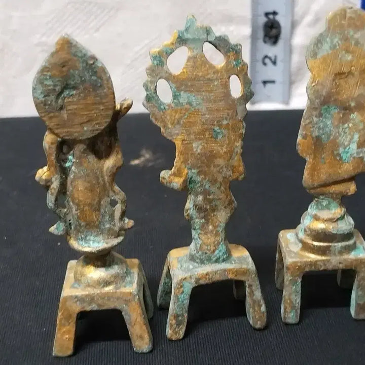[BUNJANG] Antique Bronze Buddhist Statues Bundle Set / 판매자 소장품 금채 청동 3전불 일괄 처분